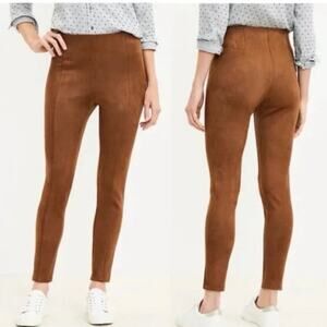 NWT LOFT Camel Brown Faux Suede Side Zip Leggings Size 0